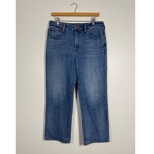 Classic Talbots Women Size 8 Straight Leg Crop Jean Blue Medium Wash High Rise